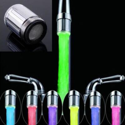 7-Color Changing Temperature Sensor LED Light Glow Faucet Stream Water Tool DEU