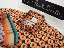 PAUL SMITH Mens Shirt 🌍 Size S (CHEST 38") 🌎 RRP £95+📮 VIBRANT PEACHES PRINT