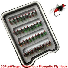 36XWinged Poisonous Mosquito Micro Lure Fly Fishing Hook Box 14# 16# 18#