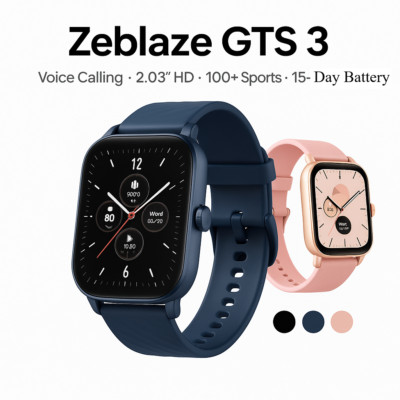 Zeblaze GTS 3 Smartwatch 2.03'' HD Bluetooth Call 100+ Sports 15Day Battery