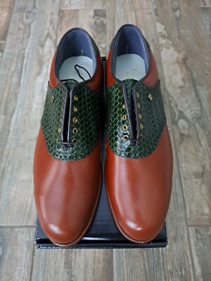 Footjoy Classics Dry Shoes US 10½ C VINTAGE FootJoy Classics White Leather / Brown Gator saddle golf