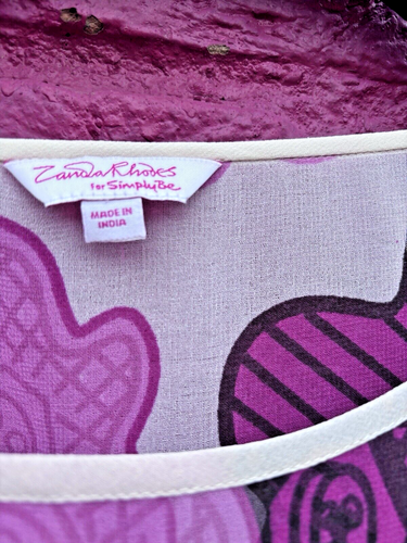 Zandra Rhodes For Simply Be Cream Pink Chiffon Lagenlook Party Top Blouse Sz 28 - Picture 4 of 15