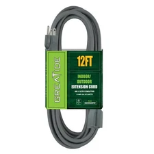 12 Ft Outdoor Extension Cord - 12/3 SJTW Heavy Duty Grey Extension Cable with...