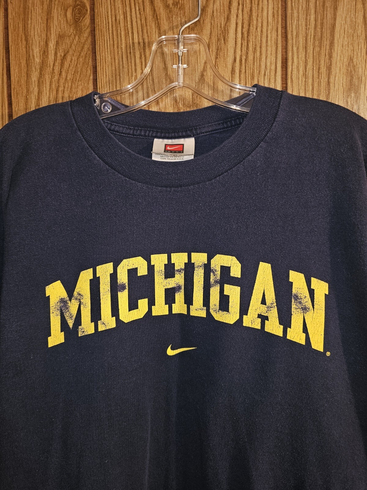 Vintage Nike Michigan University 2xl Xxl Mens Blue Graphic Logo Long Sleeve NCAA