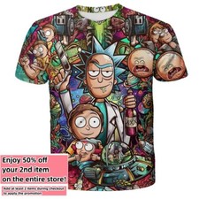 Funny Rick & Morty T-Shirt Double-Sided Unisex Adult Size Large Medium Small