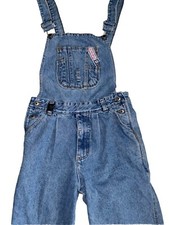 Vtg Union Bay Overalls Denim Bibs Girls Sz L 90s Carpenter Pleated NICE 