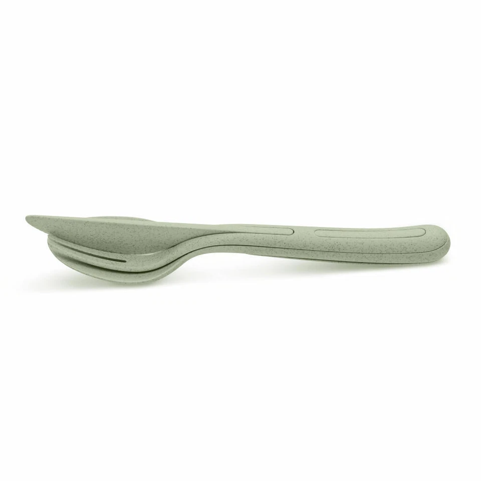 Koziol Klikk Besteck-Set 3-tlg. Löffel Gabel Messer Besteck Organic Green 22.2cm - Bild 4 von 4
