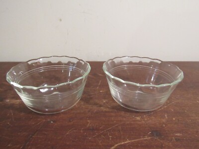 Vintage Pyrex #463 Clear 6oz 3 Ring Banded Scalloped Edge Custard Cup ...