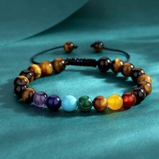 Natural Tiger's Eye Stone Bracelet Chakra Healing Stone Bracelet Handmade