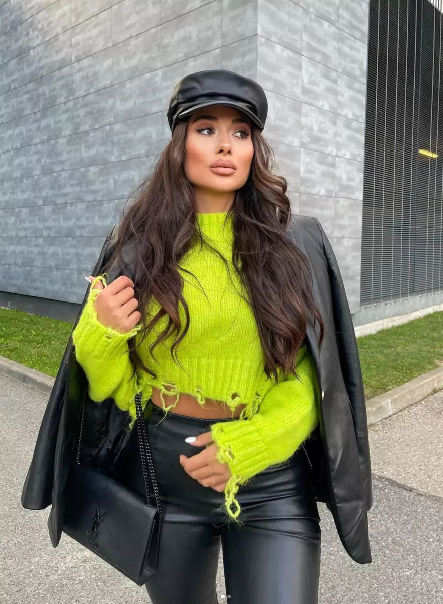Zara neon sale green jumper