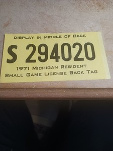  1971 Michigan  Resident Small Game License