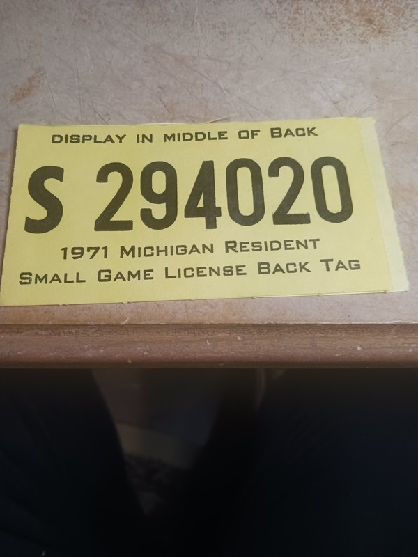  1971 Michigan  Resident Small Game License