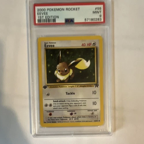Pokémon Eevee 55/82 Team Rocket 1st Edition PSA 9 40HP Common Card