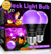 LED Black Light Bulbs 2 Pack, A19 9W UV Replace up to 100W, 120V E26 Base