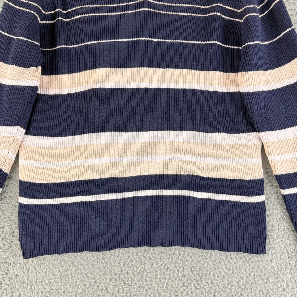 Top Marsh Landing para mujer grande azul a rayas manga larga 100 % algodón cuello en V informal Foto 4 de 4