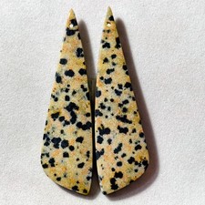 54 Cts Natural Dalmatian Jasper Drilled Pair Cabochon Gemstone 56.5 X 15.8 MM