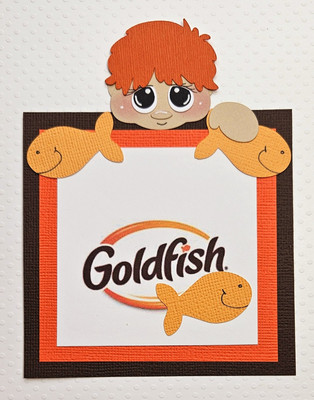 Fish Boy Peeker Red Hair. Scrapbook, Card making Paper Piecing