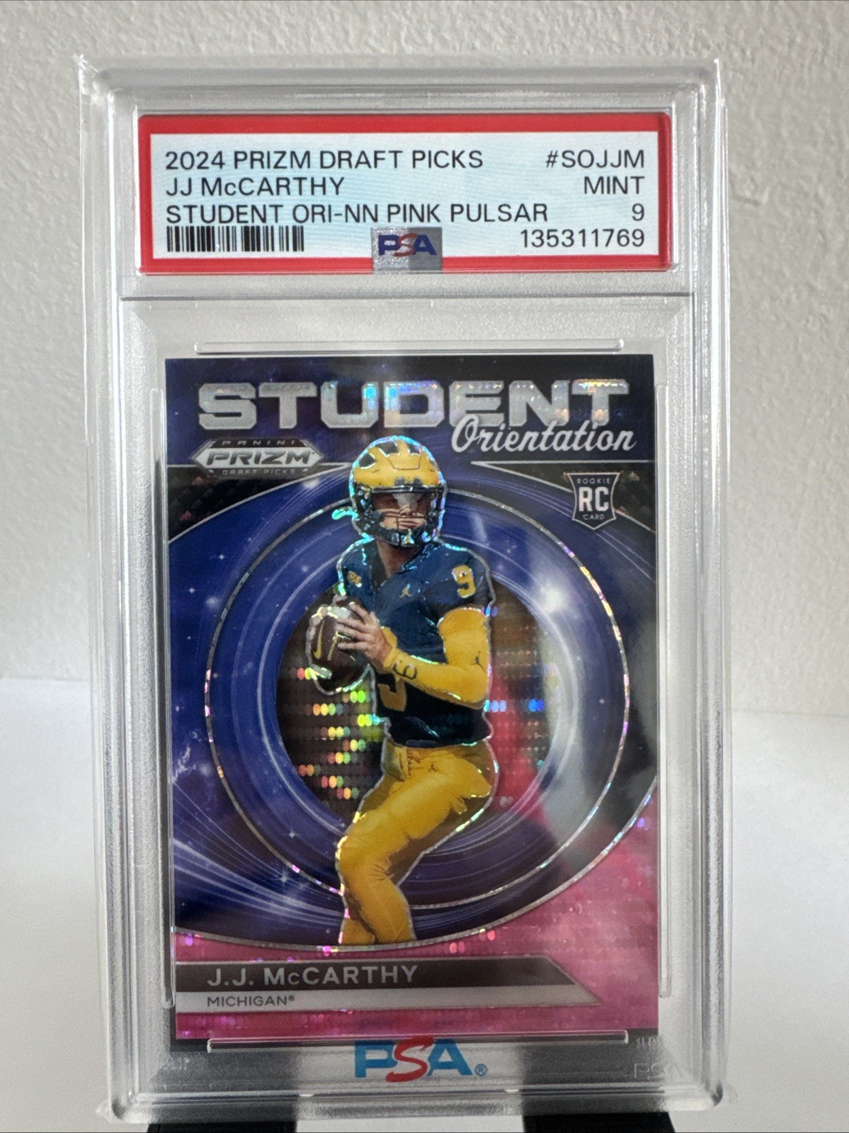 2024 Prizm Draft Picks SOJJM Pink Pulsar JJ McCarthy /15 PSA 9