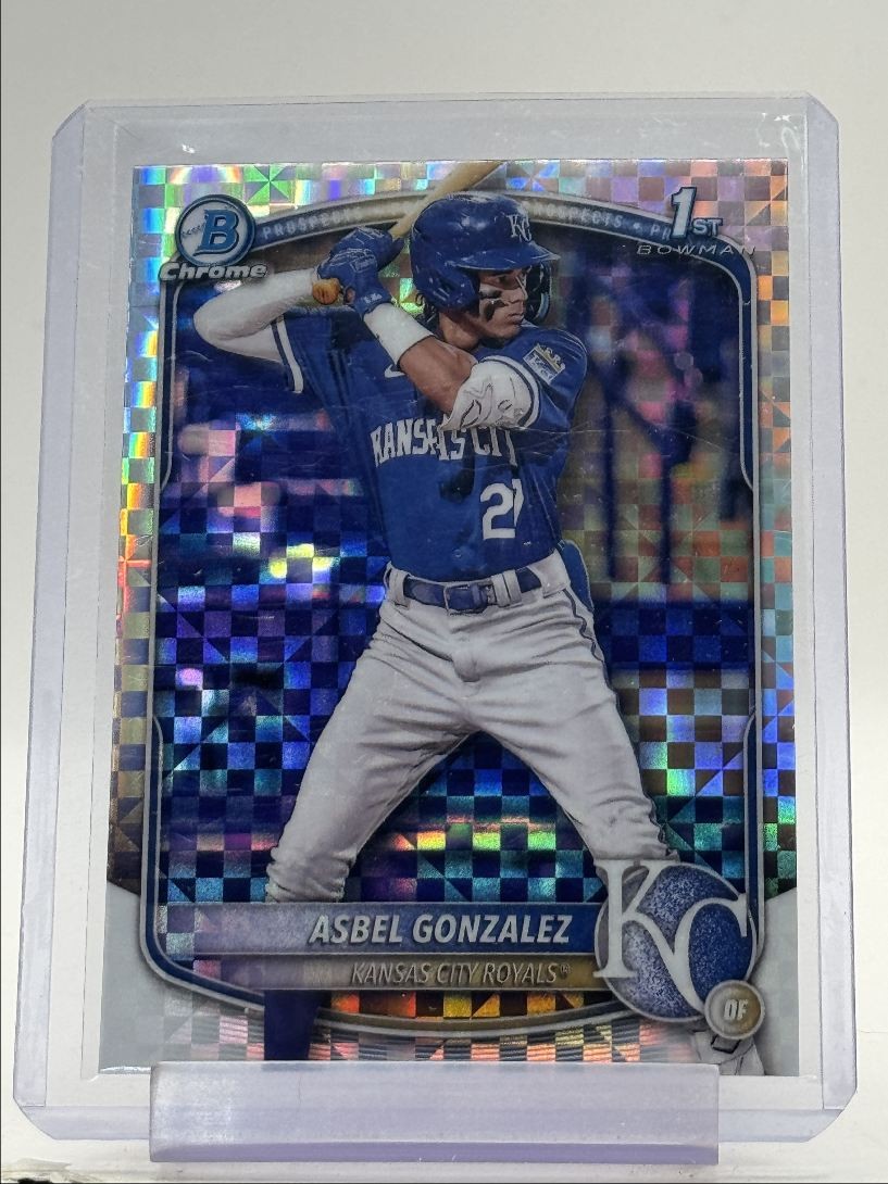 ASBEL GONZALEZ 2025 BOWMAN CHROME 1ST BASEBALL X-FRACTOR ROYALS Q6628