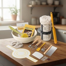 Ultimate Homemade Bread Kit: 24oz Glass Jar, Rattan Basket & Essential Tools