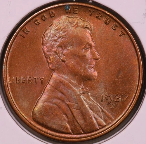 1937-D Lincoln Cent Choice BU+ Red Brown ***RARE UNCIRCULATED COIN***