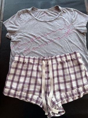 Victoria s Secret Women Junior Pink T-shirt & Shorts Pajama Medium Excellent