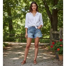 Free People Button Fly Distressed Raw Hem Shorts Size 30