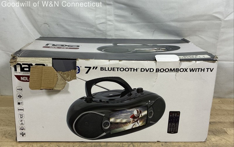 Naxa NDL-287 7" Bluetooth DVD Boombox with TV AM/FM Digital ATSC Tuner