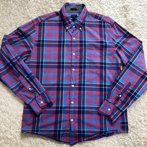 J Crew Tartan Shirt Mens Large Slim Fit Plaid Button Down Long Sleeve Preppy