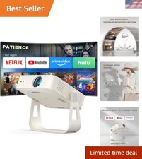 Officially-Licensed App  Auto Focus White Smart Mini Projector with WiFi and...