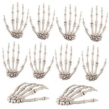 Halloween Skeleton Hands - Plastic Fake Bone - Tiny Decor - 6 Pieces