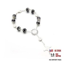 1 PCS Car Rosary for Rearview, Cross Blessing Mirror Hanging Black