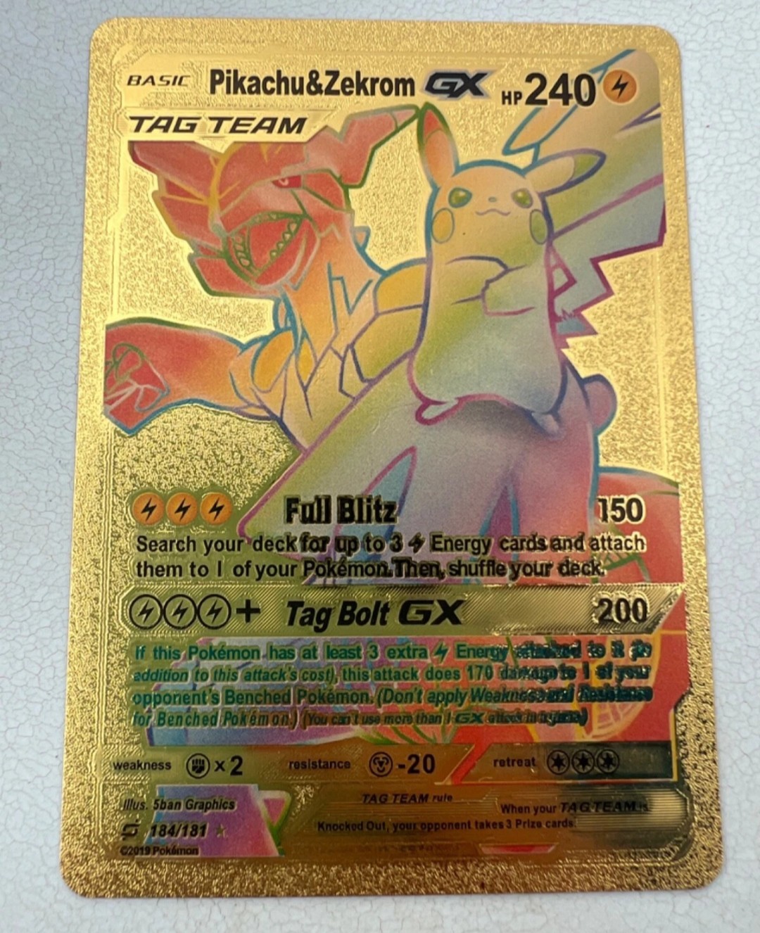 Pokémon TCG Pikachu & Zekrom GX Sun & Moon - Team Up 184/181 Holo Secret Rare