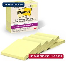 Post it Super Sticky Notes 3x3 Canary Yellow 5 Pads 70 Sheets 2X Sticking Power