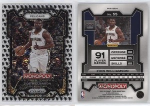2023-24 Panini Prizm Monopoly Man Black & White Zion Williamson #55