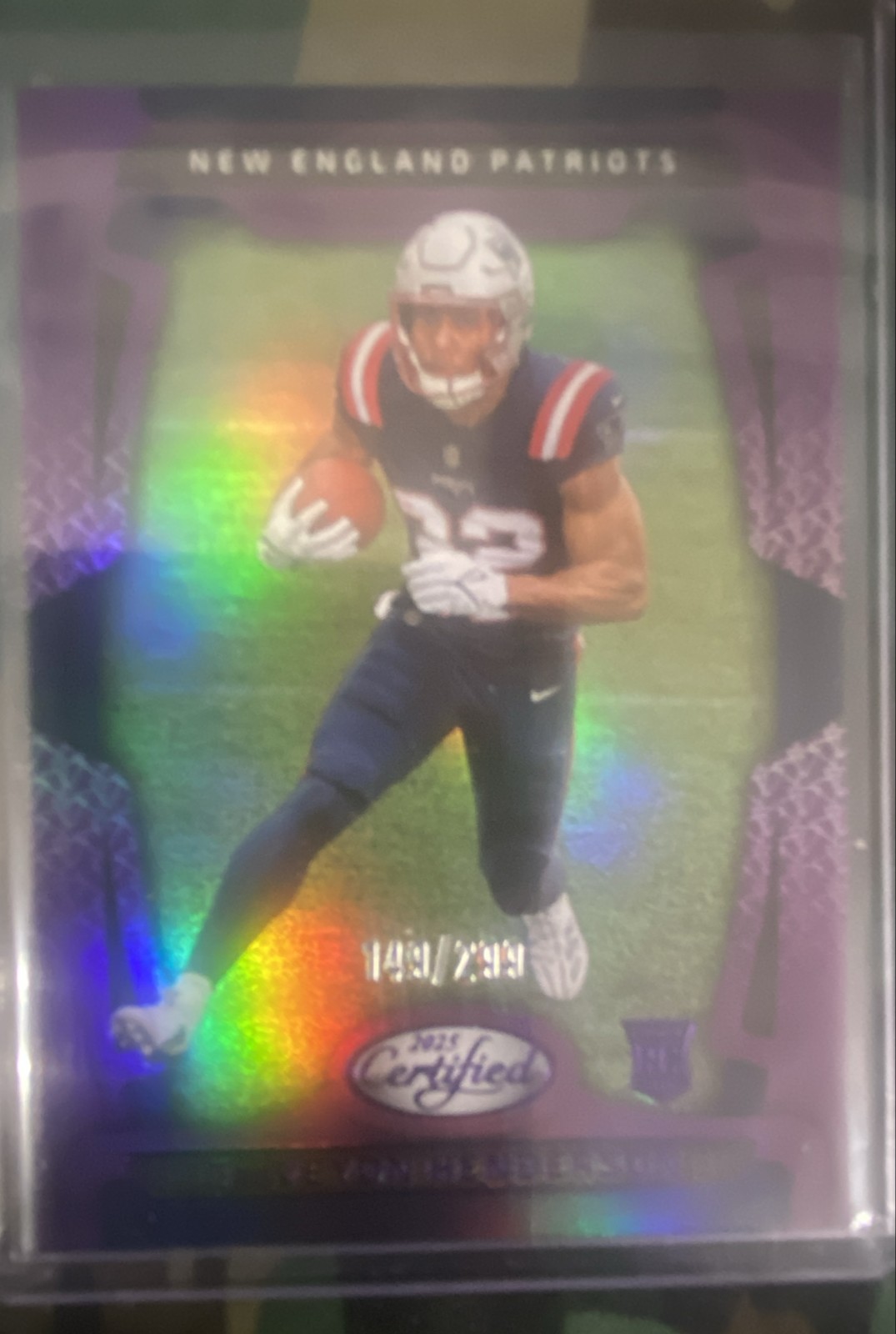 2025 Panini Certified - Rookies TreVeyon Henderson #144 Mirror Purple /299 (RC)