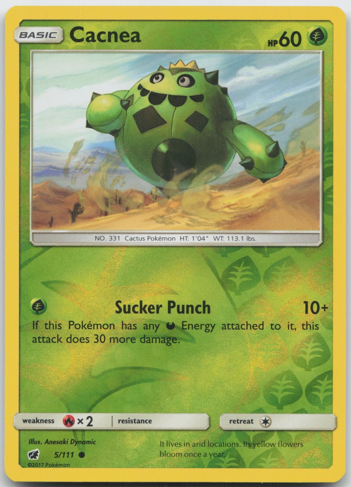 Cacnea 5/111 Common Crimson Invasion Pokemon Reverse Holo Near Mint