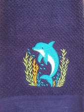 Embroidered Mainstays Blue Kitchen Hand Towel...