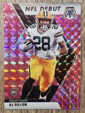 2020 Panini Mosaic NFL Debut AJ Dillon RC Rookie Mosaic Camo Pink Prizm #279