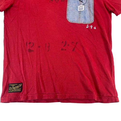 Polo Ralph Lauren Denim Contrast Pocket T Shirt Mens Sz M LIMITED EDITION Red - Picture 3 of 9