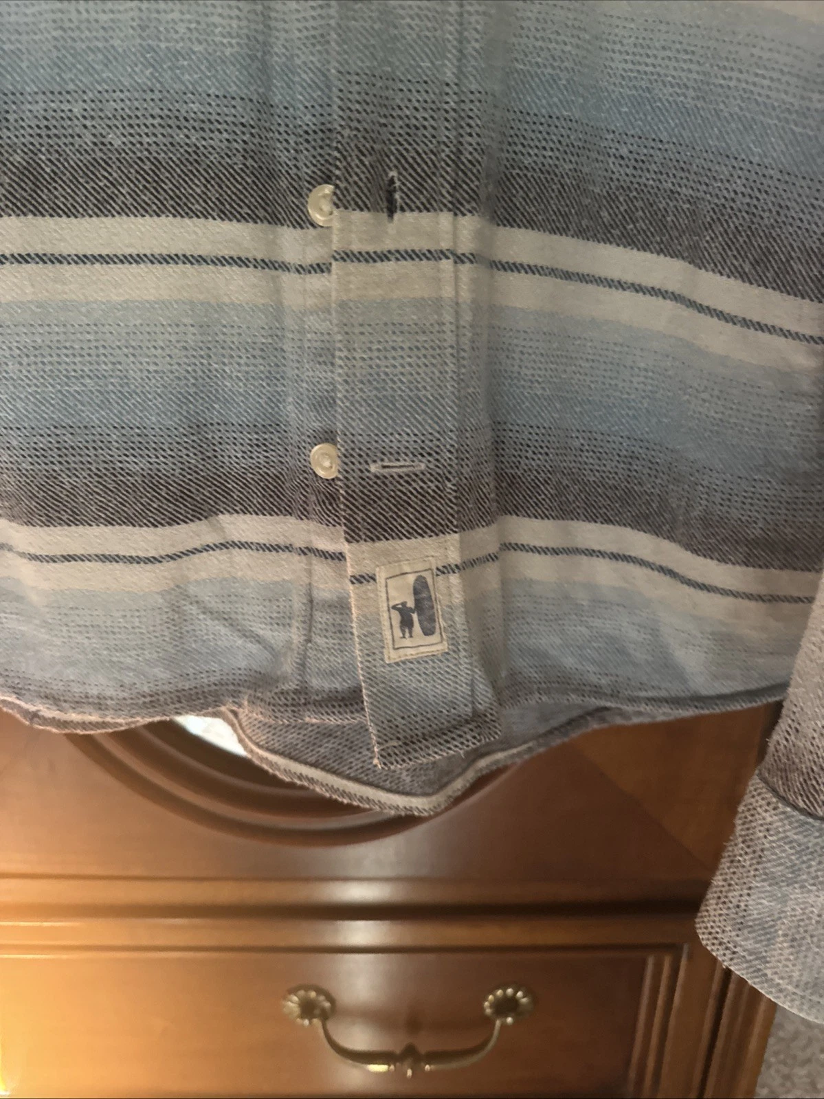 Johnnie O Jacket Mens Large Blue Striped Carver Surflannel Hooded Shacket - product detail image 5