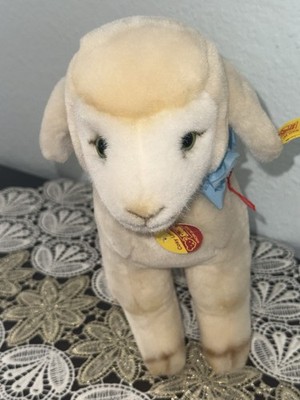 Vintage Steiff 11  Lamb Sheep Cosy Lamby Blue Bow Button 5474/27 Standing