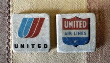 Lot of 2 United Airlines Fridge Magnets Vintage Style Tiles