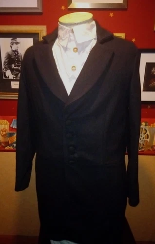 BLACK WOOL CIVILIAN CIVIL WAR  19TH CENTURY REPRODUCTION FROCK COAT REENACTING