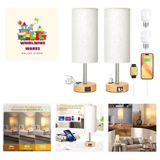 Touch Bedside Table Lamps Set - 3 Way Dimmable Bedroom Lamps Set of 2 with US...