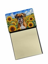 Caroline's Treasures Boxer in Sunflowers Watercolor Sticky Note Holder DAC6037SN