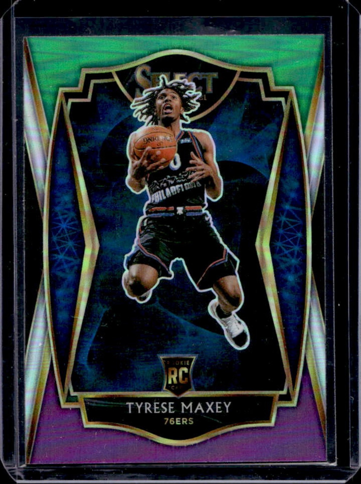 2020-21 Select Tyrese Maxey RC Green White Purple Premier Level #174 76ers