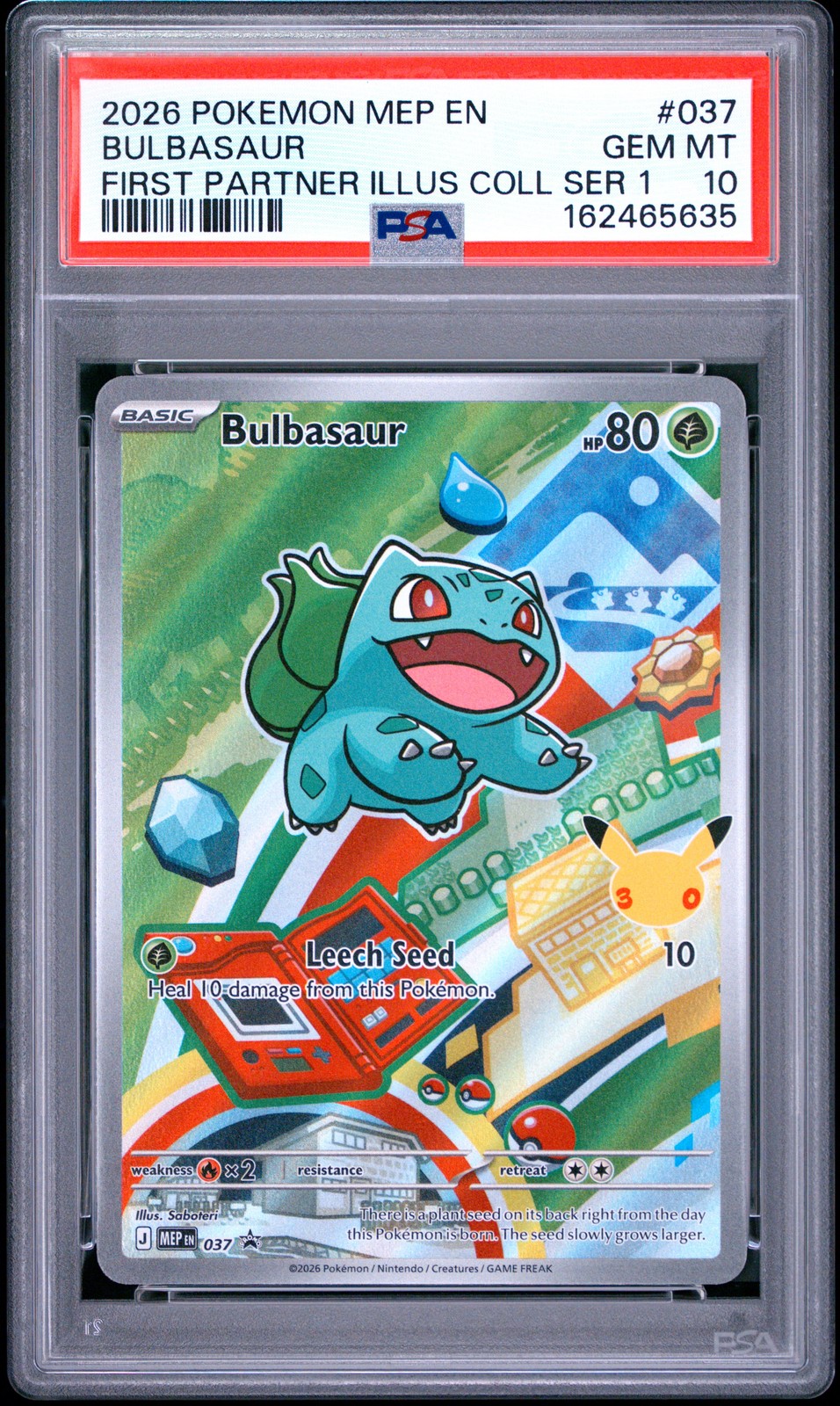 2026 POKEMON MEP FIRST PARTNER ILLUSTRATION COLLECTION #037 BULBASAUR PSA 10