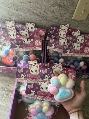Multicolored rainbow  Tabba paw print   stress squishy with accessories  