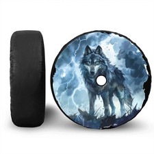 Spare Tire Cover w/ Camera Hole Wolf Design Jeep Wrangler RV SUV 4x4